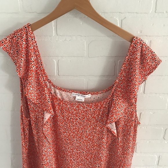 Maxi dress Fairy Ruffle Mod Boho Daisies Stretch Flowy Orange 3X - Picture 4 of 12